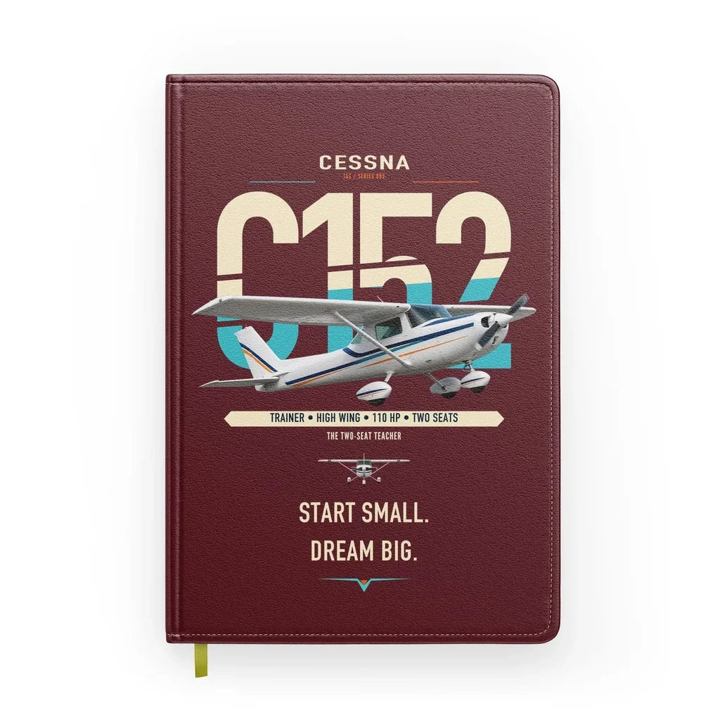 Cessna 152 design on dark red notebook