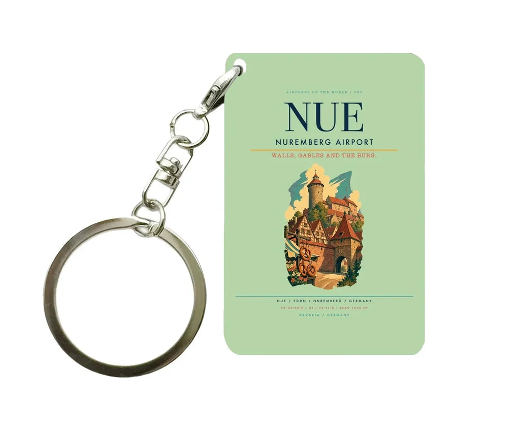 Nuremberg Airport (NUE) design on light green key chain