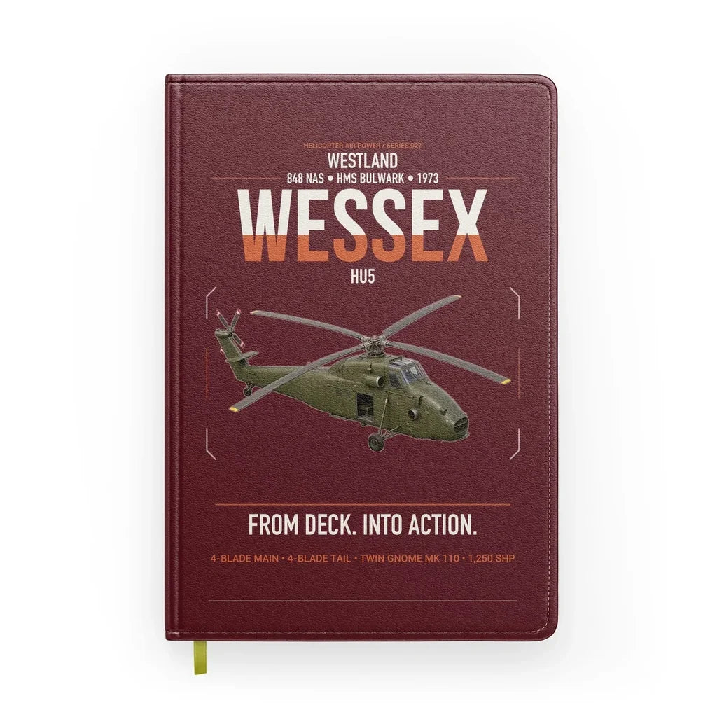 Westland Wessex HU5 design on dark red notebook