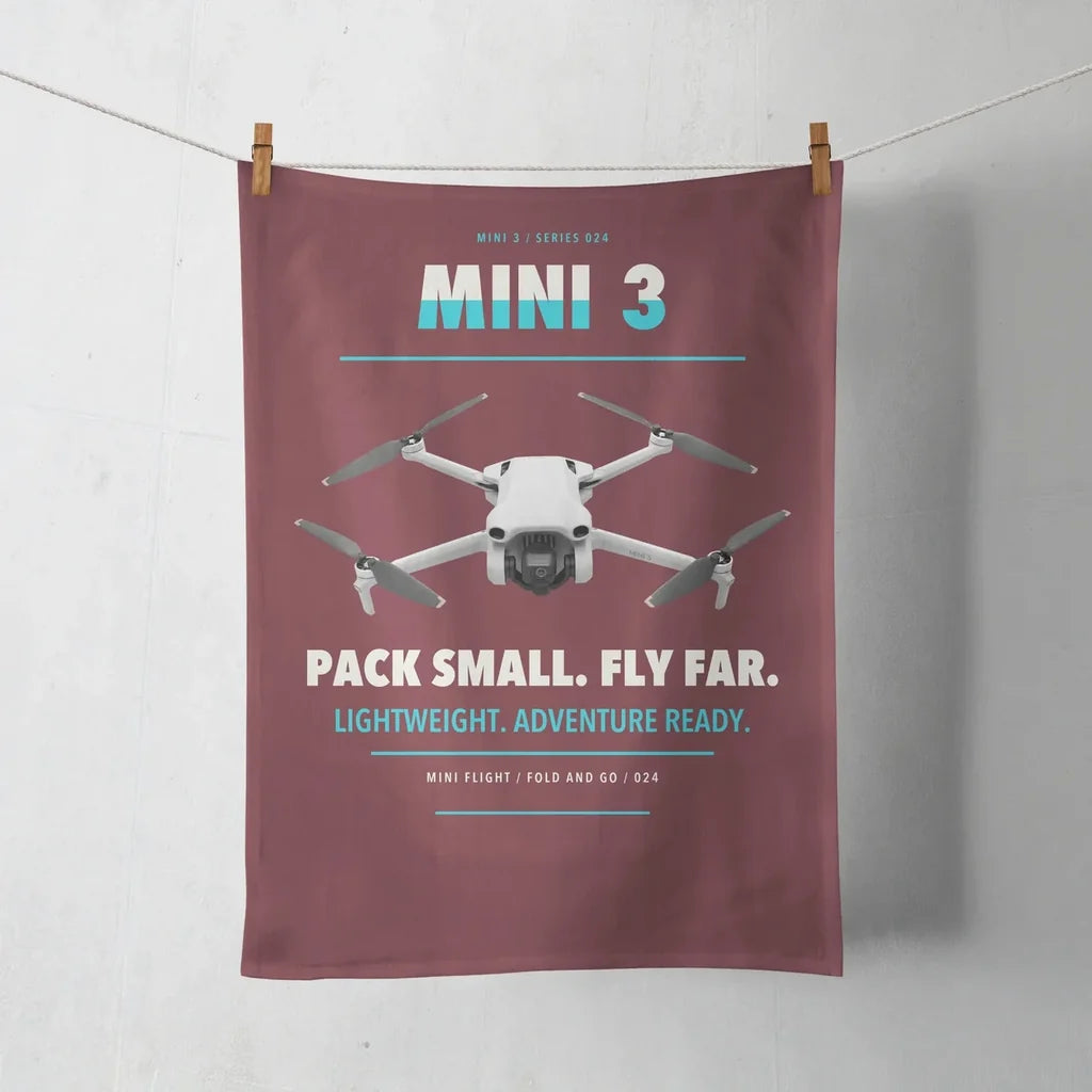 DJI Mini 3 design on dark red towel
