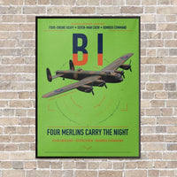 Thumbnail for Avro Lancaster B I vertical canvas print - framed - light green background
