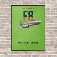 Thumbnail for Gloster Meteor F8 vertical canvas print - framed - light green background