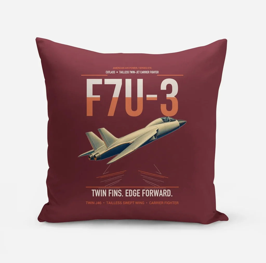 F7U-3 Cutlass design on dark red pillow
