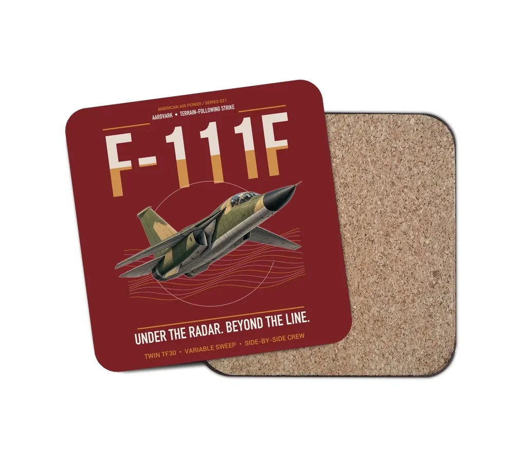 F-111F Aardvark design on dark red 1 piece coaster