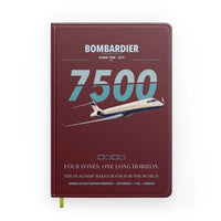 Thumbnail for Bombardier Global 7500 design on dark red notebook