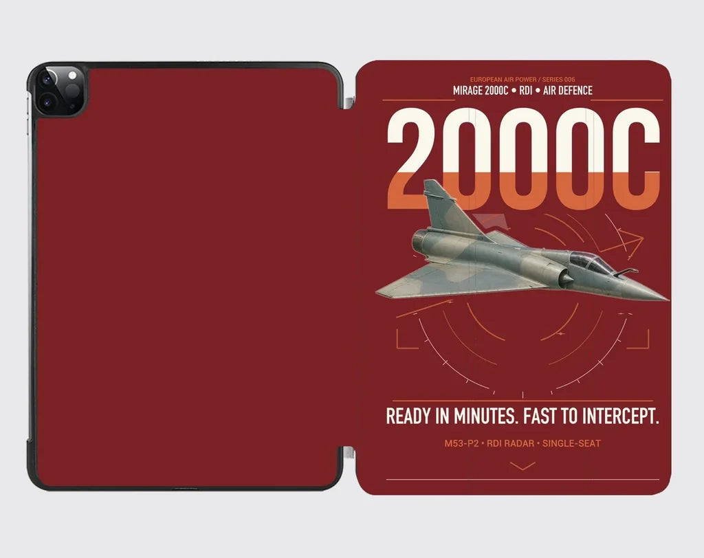 Dassault Mirage 2000C RDI design on dark red ipad tablet case