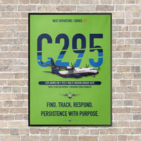 Thumbnail for Airbus C295 Armed ISR vertical canvas print - framed - light green background
