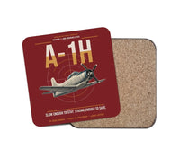 Thumbnail for A-1H Skyraider design on dark red 1 piece coaster