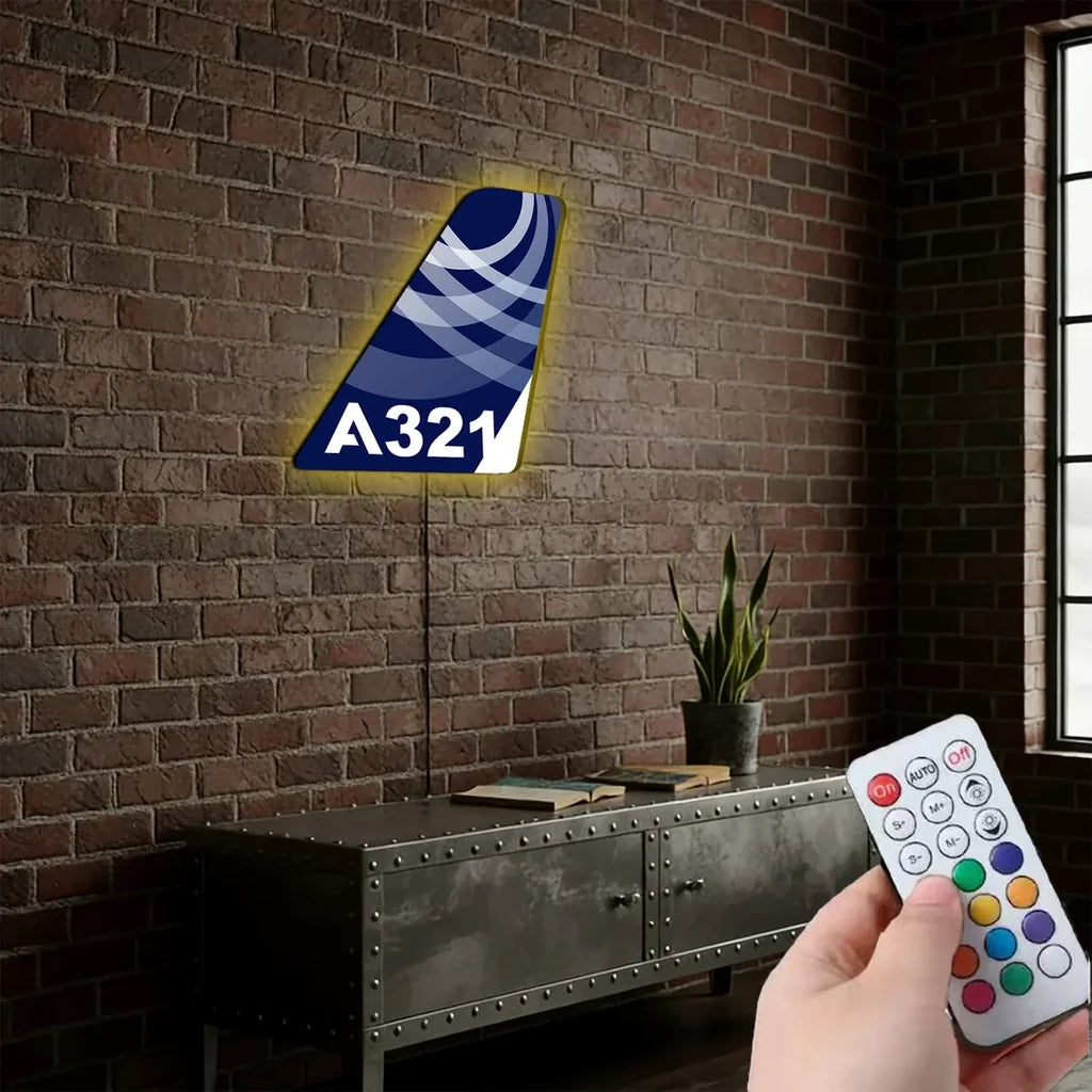 Airbus A321 Metal Wall LED Aircraft Tail