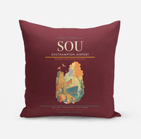 Thumbnail for Southampton Airport (SOU) design on dark red pillow