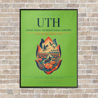 Thumbnail for Udon Thani International Airport UTH vertical canvas print - framed - light green background