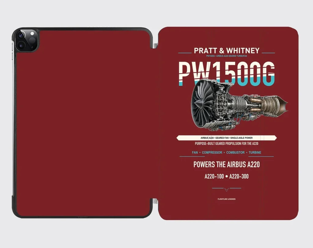 PW1500G design on dark red ipad tablet case