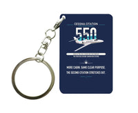 Thumbnail for Cessna Citation 550 - Citation II design on navy blue designed key chain, double-side print