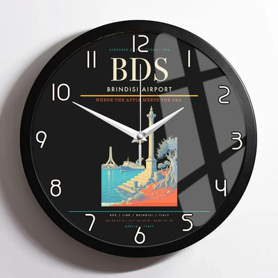 Brindisi Airport BDS Wall-Clock Framed - Black