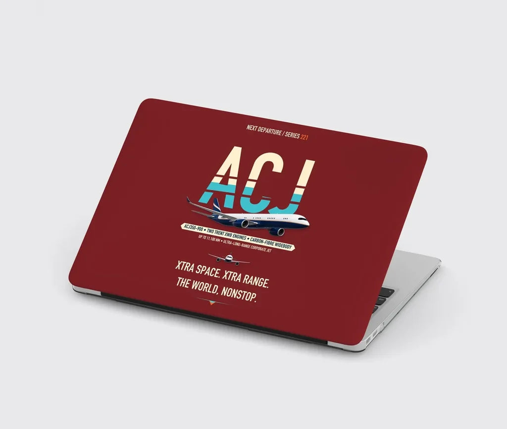 Airbus ACJ350 / exact ACJ350-900 design on dark red MacBook case
