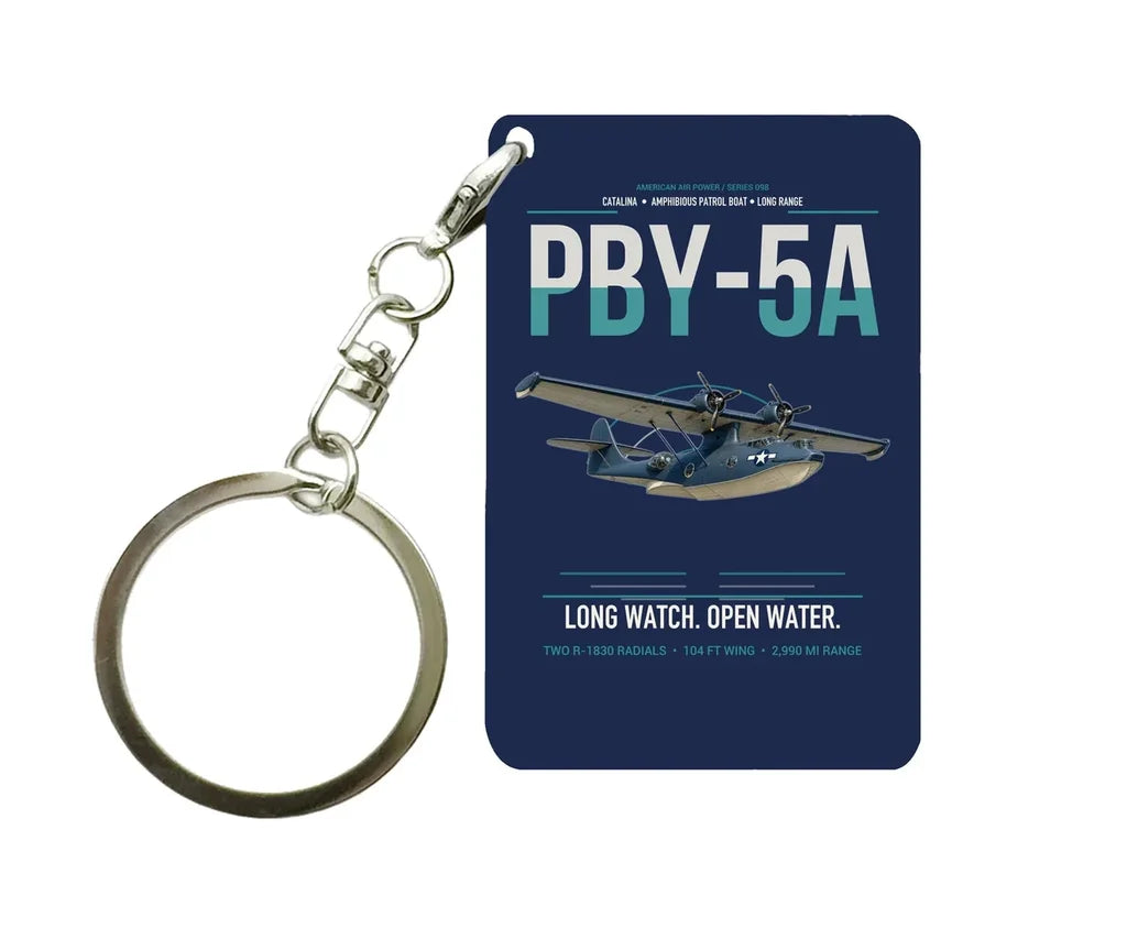 PBY-5A Catalina design on navy blue designed key chain, double-side print