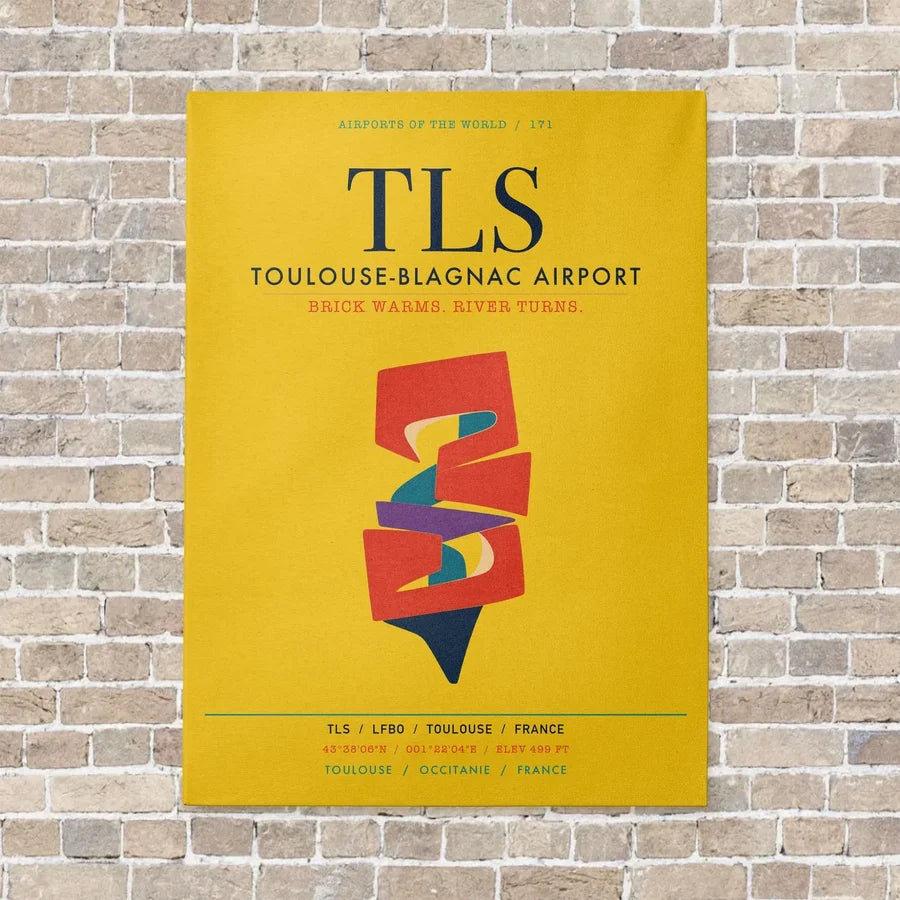 Toulouse-Blagnac Airport TLS vertical canvas print - no frame - yellow background