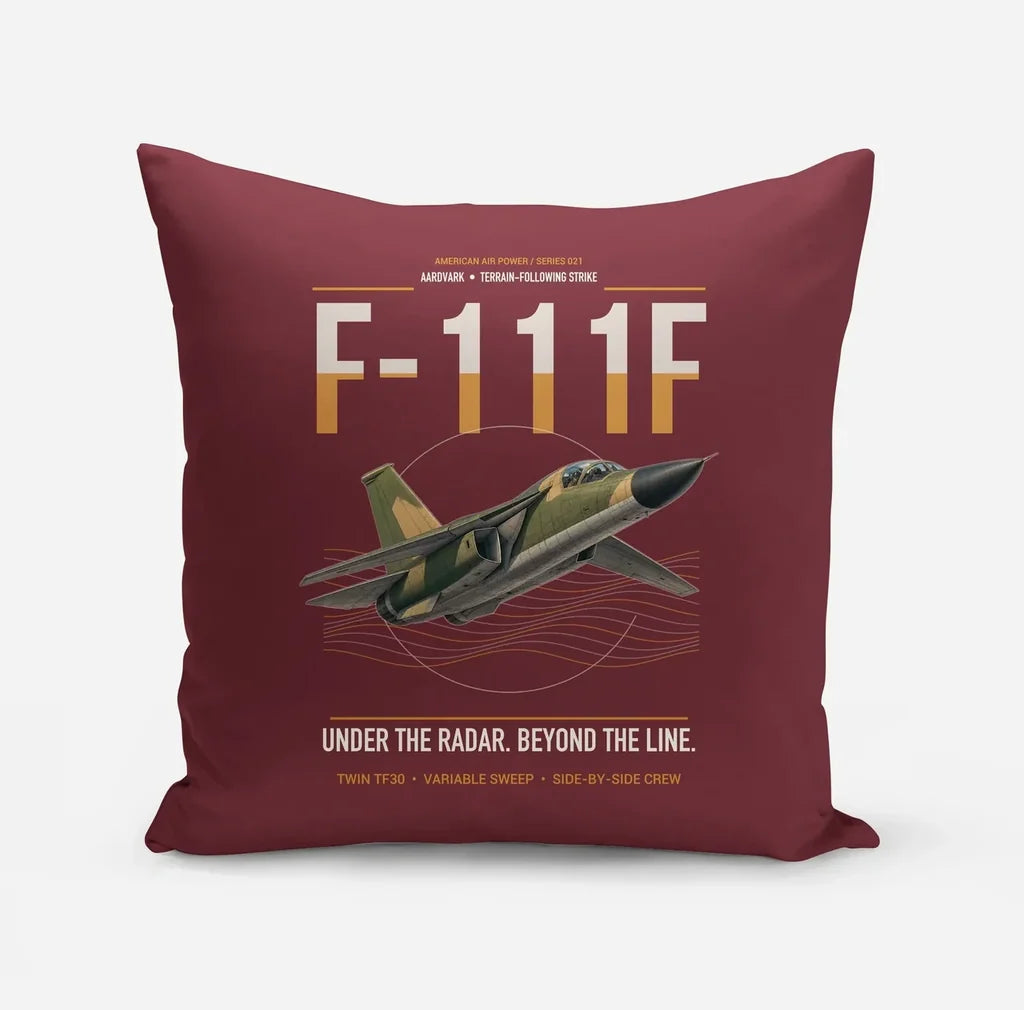 F-111F Aardvark design on dark red pillow