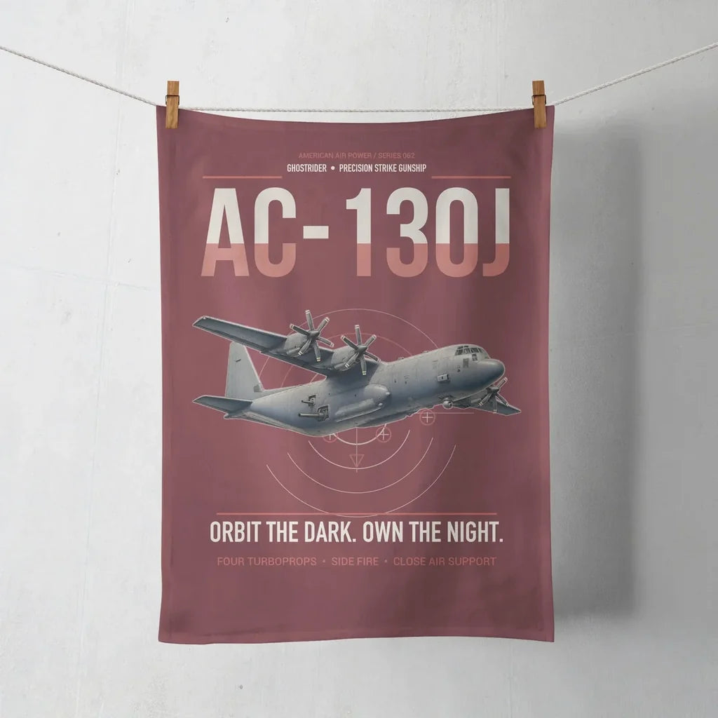 AC-130J Ghostrider design on dark red towel