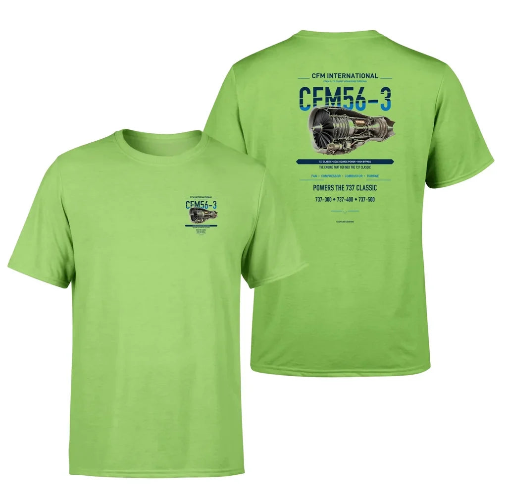 CFM56-3 design on light green t shirt
