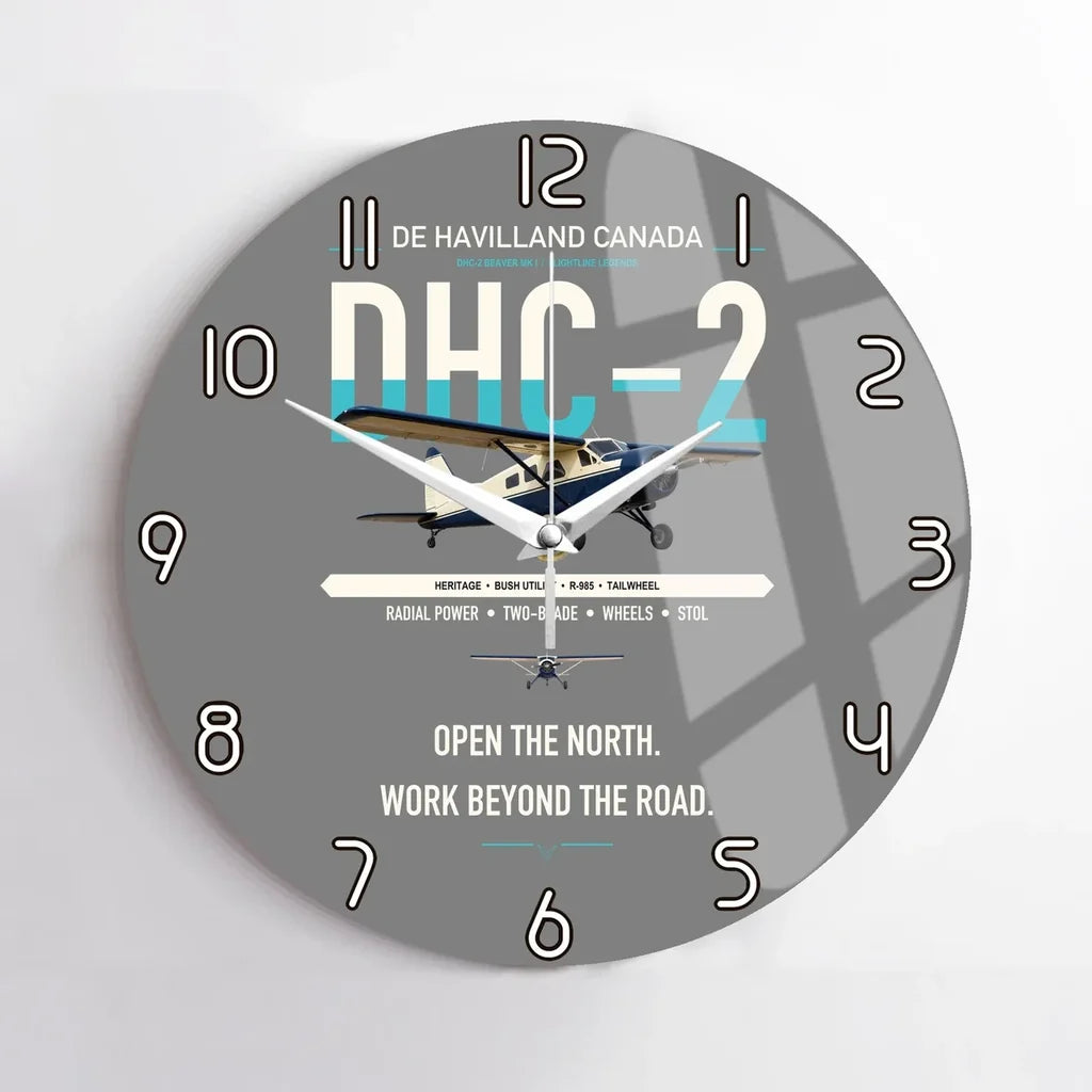 DHC-2 Beaver Mk I design on gray no frame wall clock