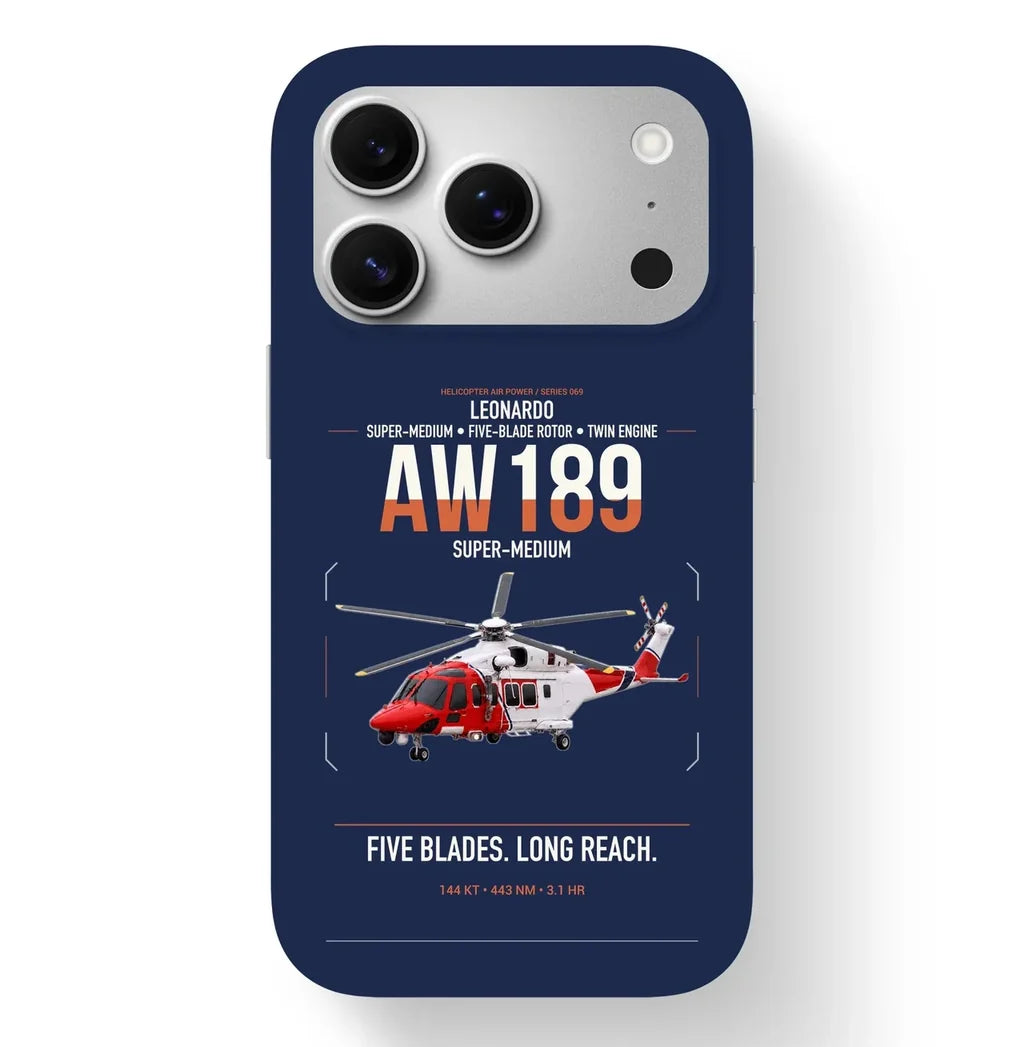 Leonardo AW189 design on navy blue magsafe iphone case, for iPhone 17 Pro