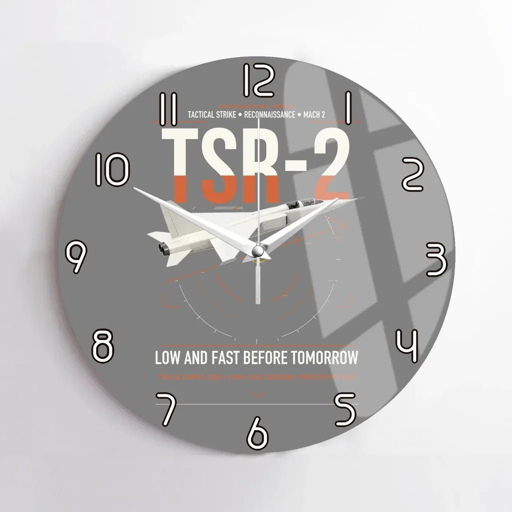 BAC TSR-2 design on gray no frame wall clock