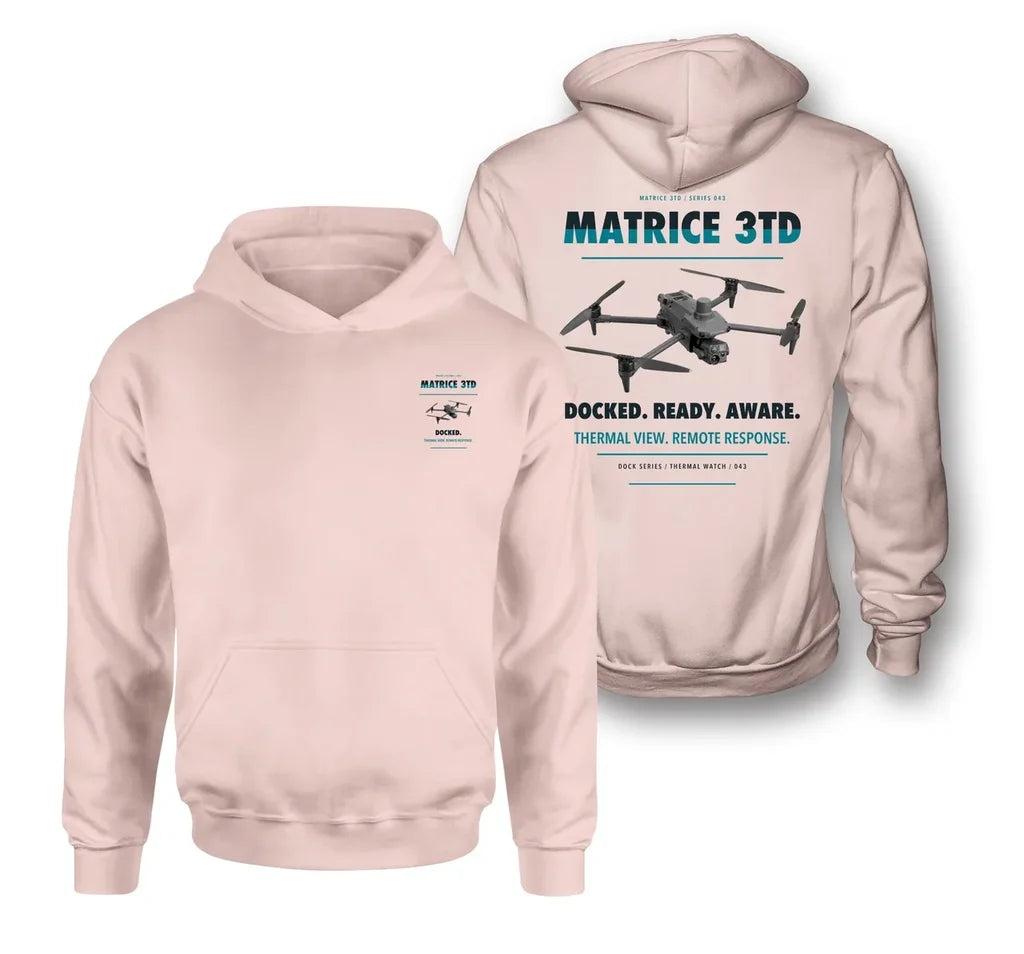 DJI Matrice 3TD design on pink hoodie