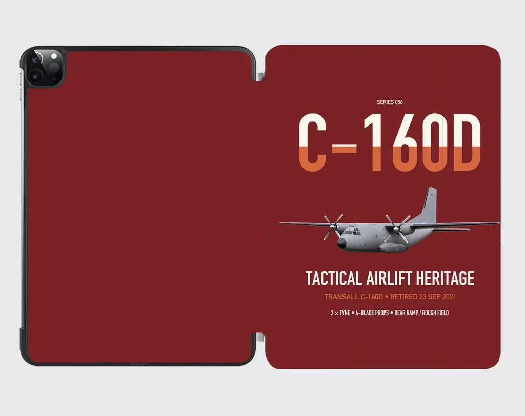 Transall C-160D design on dark red ipad tablet case