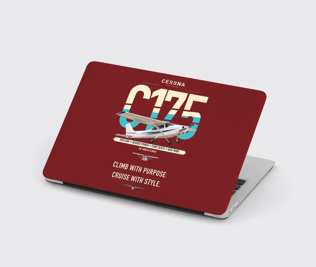 Cessna 175 Skylark design on dark red MacBook case
