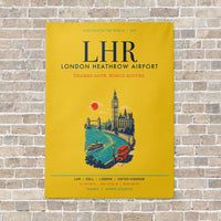Thumbnail for London Heathrow Airport LHR vertical canvas print - no frame - yellow background