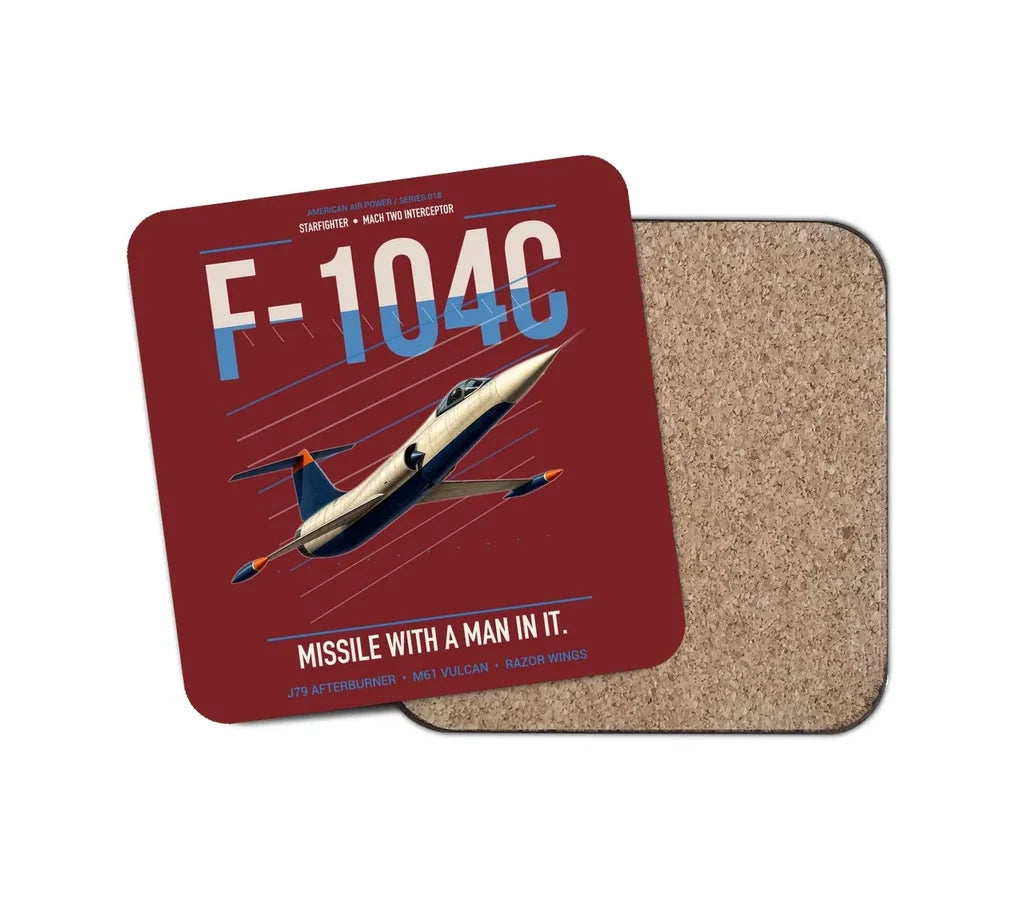 F-104C Starfighter design on dark red 1 piece coaster