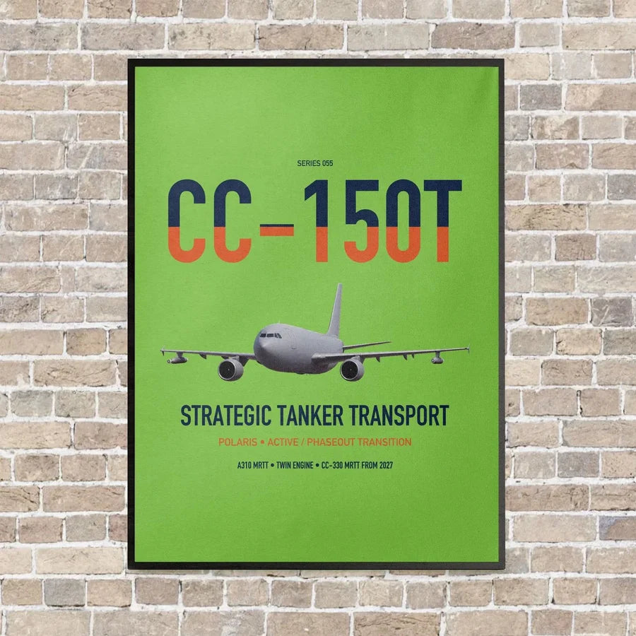 Airbus CC-150T Polaris vertical canvas print - framed - light green background