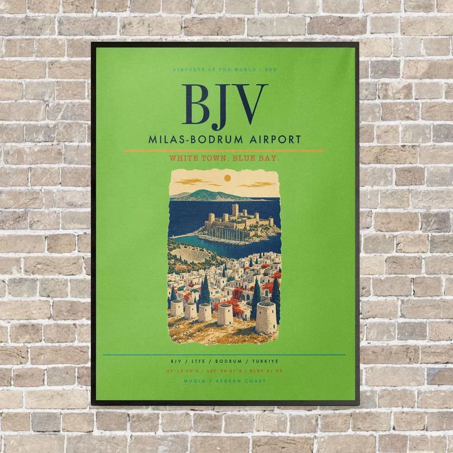 Milas-Bodrum Airport BJV - Canvas Framed - Light Green