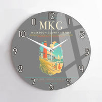 Thumbnail for Muskegon County Airport (MKG) design on gray no frame wall clock