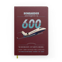 Thumbnail for Bombardier Challenger 600 design on dark red notebook