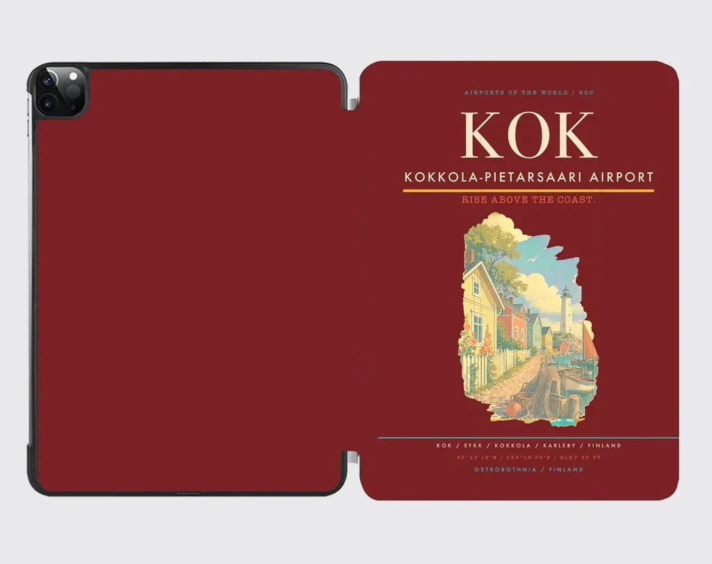 Kokkola-Pietarsaari Airport (KOK) design on dark red ipad tablet case
