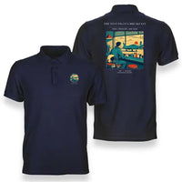 Thumbnail for VINTAGE G4457 - The Test Pilot's Breakfast - Double-Side Polo T-Shirt design on navyblue