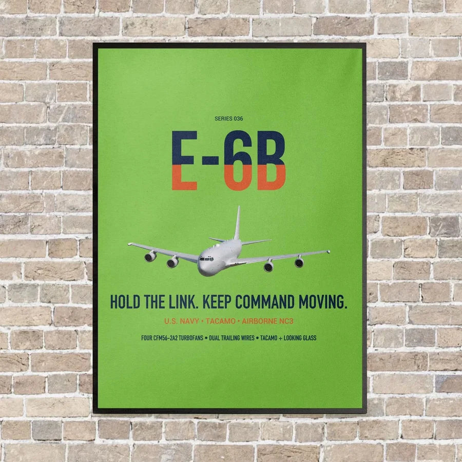 E-6B Mercury vertical canvas print - framed - light green background