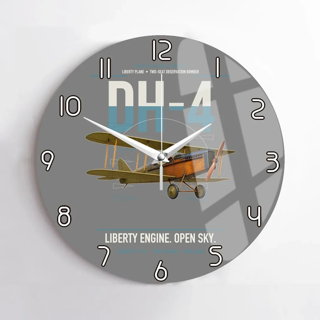 Airco DH-4 Liberty Plane design on gray no frame wall clock