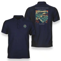 Thumbnail for VINTAGE G4494 - The Cape Of Storms Rounding - Double-Side Polo T-Shirt design on navyblue
