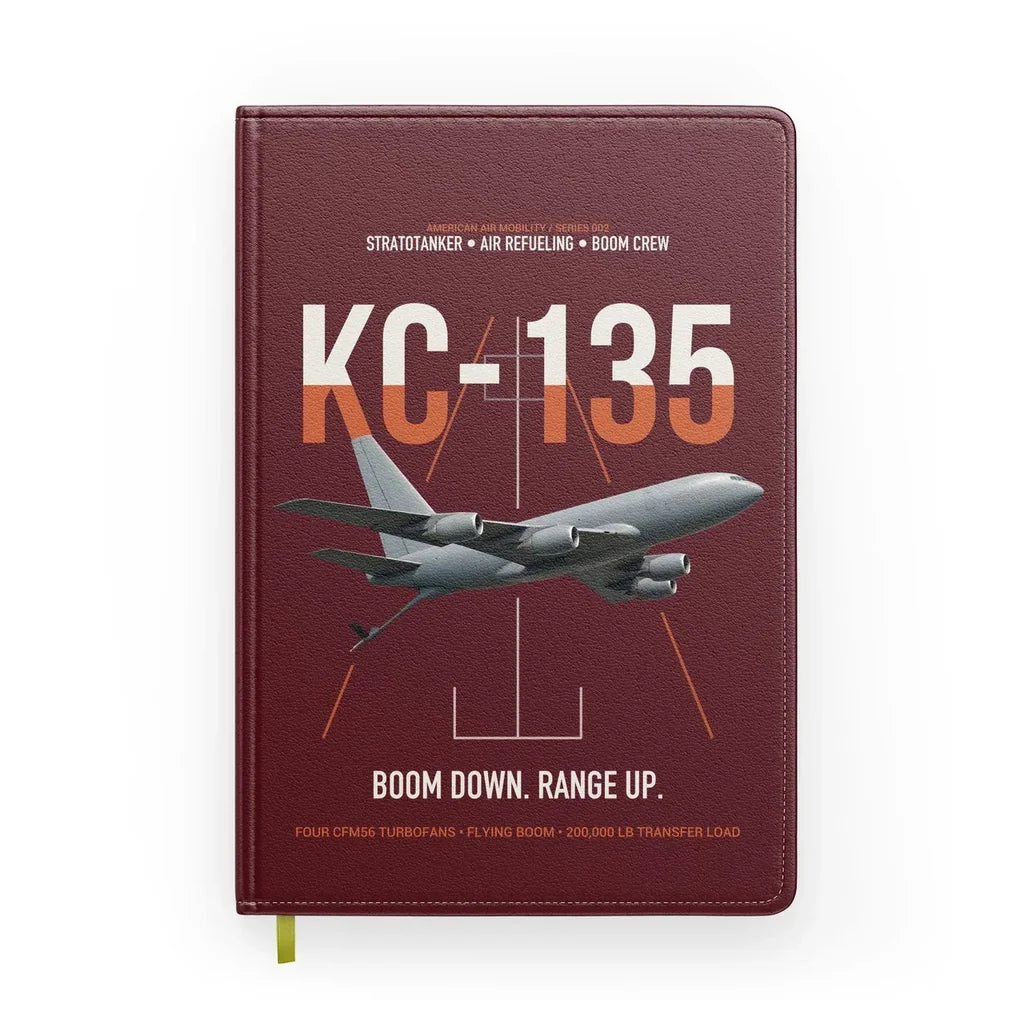 KC-135 STRATOTANKER design on dark red notebook