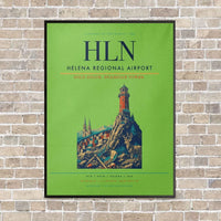 Thumbnail for Helena Regional Airport HLN vertical canvas print - framed - light green background