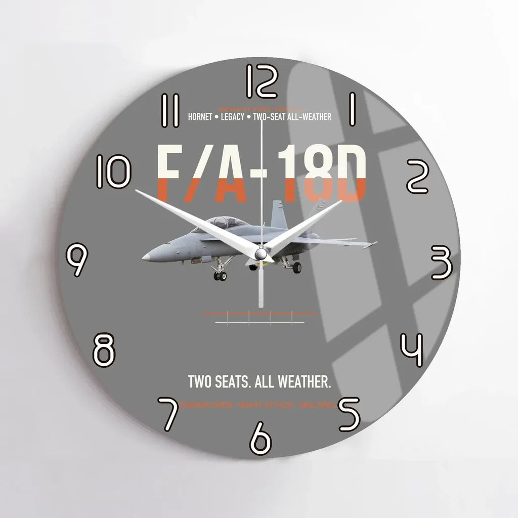 F-A-18D Hornet Two Seats All Weather design on gray no frame wall clock