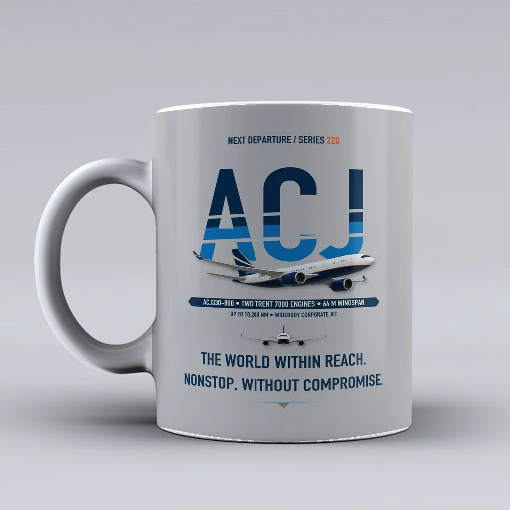 ACJ330neo Mug design on light gray airbus