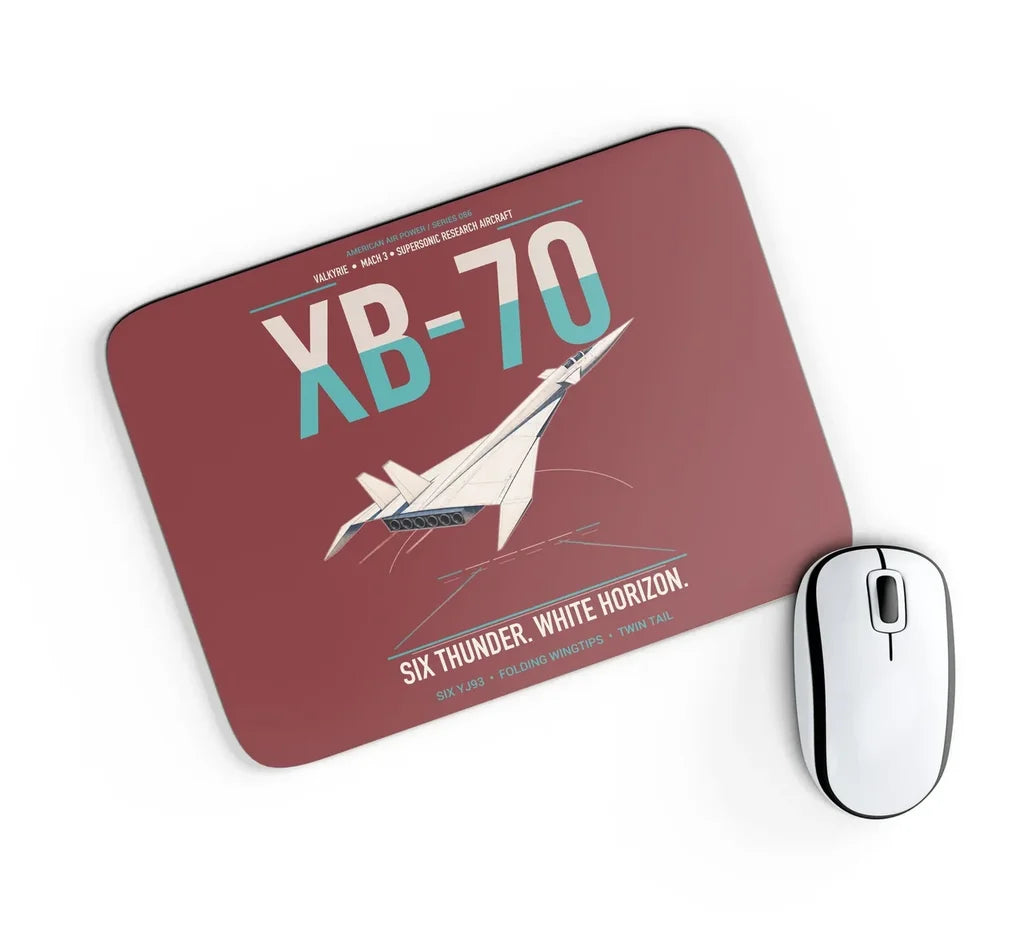 XB-70A Valkyrie design on dark red rectangle mouse pad