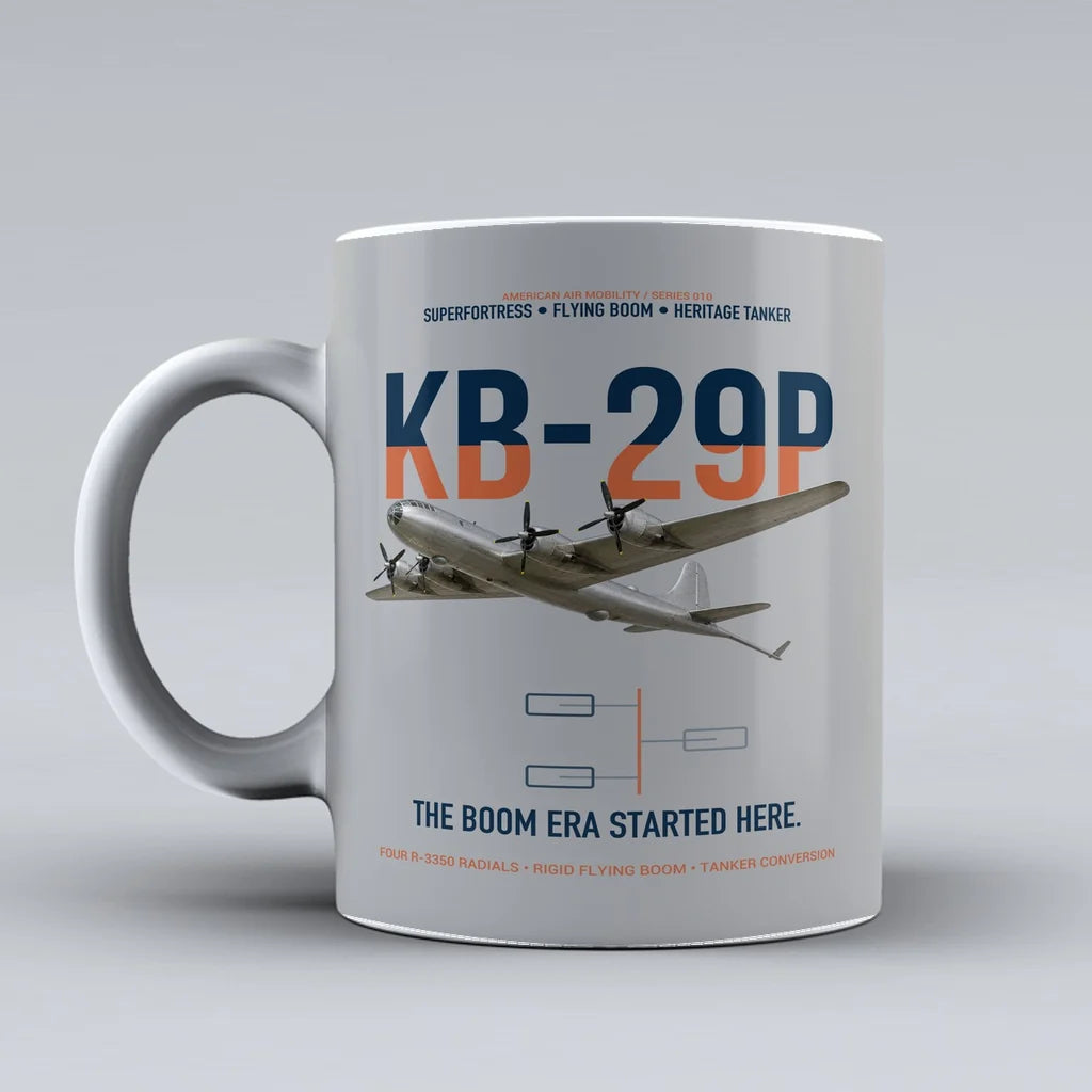 KB-29P SUPERFORTRESS design on light gray ceramic mug, double-side print