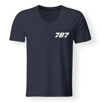 Thumbnail for 787 Flat Text Designed V-Neck T-Shirts - view 12
