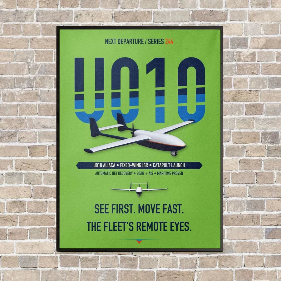 Airbus U010 Aliaca Fixed-wing vertical canvas print - framed - light green background
