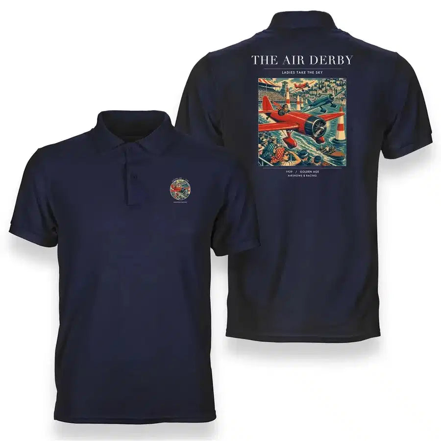 VINTAGE G4025 - The Air Derby - Double-Side Polo T-Shirt design on navyblue